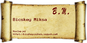 Bicskey Miksa névjegykártya